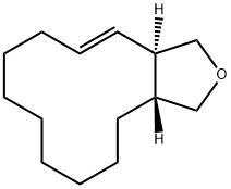 rel-(3aR*,12E)-1,3,3aβ*,4,5,6,7,8,9,10,11,13aα*-ドデカヒドロシクロドデカ[c]フラン 化学構造式