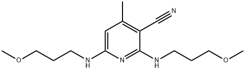 2,6-ビス[(3-メトキシプロピル)アミノ]-4-メチル-3-ピリジンカルボニトリル 化学構造式