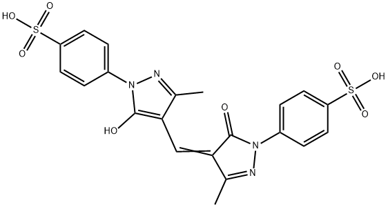 p-[4,5-dihydro-4-[[5-hydroxy-3-methyl-1-(4-sulphophenyl)-1H-pyrazol-4-yl]methylene]-3-methyl-5-oxo-1H-pyrazol-1-yl]benzenesulphonic acid Struktur