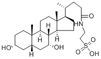 N-(2-スルホエチル)-3α,7α-ジヒドロキシ-5β-コラン-24-アミド 化学構造式