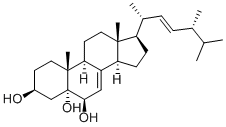 (22E,24R)-24-メチル-5α-コレスタ-7,22-ジエン-3β,5,6β-トリオール 化学構造式