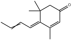 (4E)-4-[(E)-2-ブテニリデン]-3,5,5-トリメチル-2-シクロヘキセン-1-オン 化学構造式