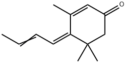 (Z,Z)-4-(2-丁烯亚基)-3,5,5-三甲基环己-2-烯-1-酮	, 5164-79-4, 结构式
