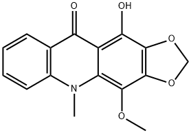 11-Hydroxy-4-methoxy-5-methyl-1,3-dioxolo[4,5-b]acridin-10(5H)-one,517-74-8,结构式
