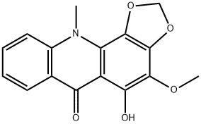 5-Hydroxy-4-methoxy-11-methyl-1,3-dioxolo[4,5-c]acridin-6(11H)-one Struktur