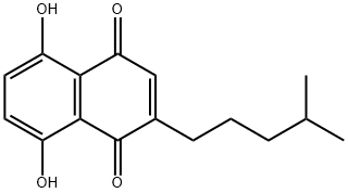 5,8-ジヒドロキシ-2-(4-メチルペンチル)-1,4-ナフトキノン 化学構造式