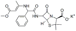 potassium [2S-(2alpha,5alpha,beta)]-6-[[[(3-methoxy-1-methyl-3-oxoprop-1-enyl)amino]phenylacetyl]amino]-3,3-dimethyl-7-oxo-4-thia-1-azabicyclo[3.2.0]heptane-2-carboxylate 结构式