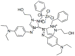 bis[1-benzyl-5-[[4-(diethylamino)phenyl]azo]-2-(2-hydroxyethyl)-1H-pyrazolium] tetrachlorozincate Structure