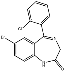 7-ブロモ-5-(2-クロロフェニル)-1H-1,4-ベンゾジアゼピン-2(3H)-オン 化学構造式