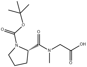 N-[1-(tert-ブチルオキシカルボニル)-L-プロリル]-N-メチルグリシン 化学構造式