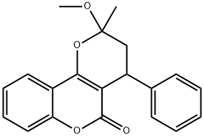 2-メチル-2-メトキシ-4-フェニル-3,4-ジヒドロ-2H,5H-ピラノ[3,2-c][1]ベンゾピラン-5-オン 化学構造式