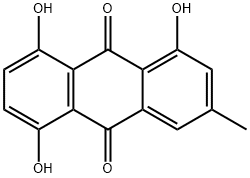 1,5,8-トリヒドロキシ-3-メチル-9,10-アントラセンジオン 化学構造式