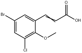 (2E)-3-(5-ブロモ-3-クロロ-2-メトキシフェニル)アクリル酸 化学構造式