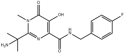 2-(1-氨基-1-甲基乙基)-N-[(4-氟苯基)甲基]-5-羟基-1-甲基-6-氧代-1,6-二氢嘧啶-4-甲酰胺 结构式