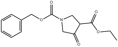 4-オキソピロリジン-1,3-ニカルボン酸1-ベンジル3-エチル 化学構造式
