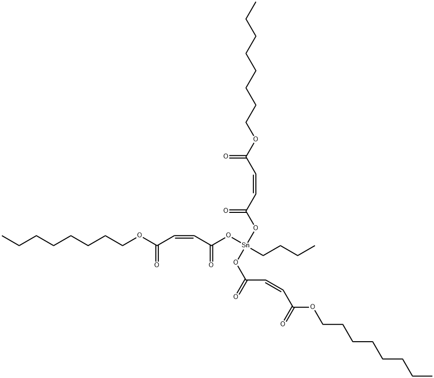 octyl (Z,Z,Z)-6-butyl-6-[[4-(octyloxy)-1,4-dioxobut-2-enyl]oxy]-4,8,11-trioxo-5,7,12-trioxa-6-stannaicosa-2,9-dienoate Struktur