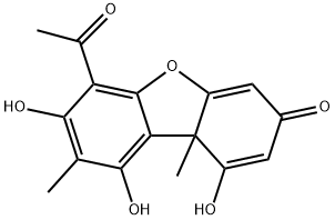 6-Acetyl-1,7,9-trihydroxy-8,9b-dimethyldibenzofuran-3(9bH)-one Structure