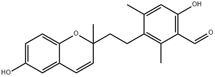 6-Hydroxy-3-[2-(6-hydroxy-2-methyl-2H-1-benzopyran-2-yl)ethyl]-2,4-dimethylbenzaldehyde 结构式