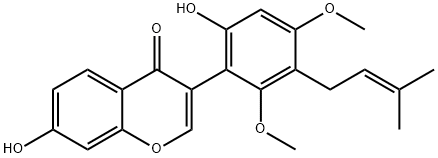 7-Hydroxy-3-[6-hydroxy-2,4-dimethoxy-3-(3-methyl-2-butenyl)phenyl]-4H-1-benzopyran-4-one Structure