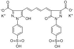 4-[5-[3-羧基-5-羟基-1-(4-磺苯基)-1H-吡唑-4-基]-2,4-亚戊二烯基]-4,5-二氢-5-氧代-1-(4-磺苯基)-1H-吡唑-3-羧酸二钾盐,51858-17-4,结构式