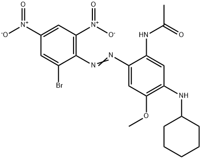 N-[2-[(2-ブロモ-4,6-ジニトロフェニル)アゾ]-5-(シクロヘキシルアミノ)-4-メトキシフェニル]アセトアミド 化学構造式
