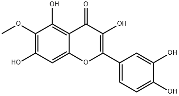 2-(3,4-dihydroxyphenyl)-3,5,7-trihydroxy-6-methoxy-4-benzopyrone , 519-96-0, 结构式
