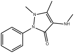 2,3-ジメチル-4-メチルアミノ-1-フェニル-3-ピラゾリン-5-オン 化学構造式
