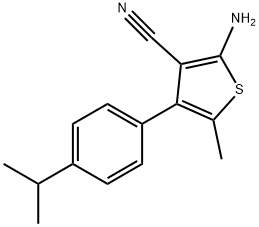 2-AMINO-4-(4-ISOPROPYLPHENYL)-5-METHYLTHIOPHENE-3-CARBONITRILE 化学構造式