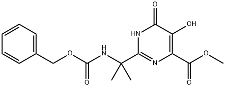 4-PYRIMIDINECARBOXYLIC ACID, 1,6-DIHYDRO-5-HYDROXY-2-[1-METHYL-1-[[(PHENYLMETHOXY)CARBONYL]AMINO]ETHYL]-6-OXO-, METHYL ESTER Struktur