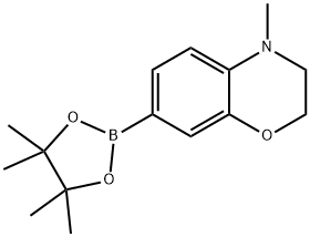 4-メチル-7-(4,4,5,5-テトラメチル-1,3,2-ジオキサボロラン-2-イル)-3,4-ジヒドロ-2H-1,4-ベンゾオキサジン 化学構造式