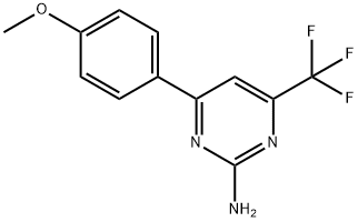 4-(4-メトキシフェニル)-6-(トリフルオロメチル)ピリミジン-2-アミン 化学構造式