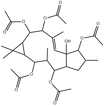 1a,2,3,4,4a,5,6,7,7a,10,11,11a-Dodecahydro-1,1,3,6,9-pentamethyl-1H-cyclopenta[a]cyclopropa[f]cycloundecene-2,4,7,7a,10,11-hexol 2,4,7,10,11-pentaacetate Struktur