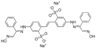 disodium 4,4'-bis[[2-(hydroxyimino)-1-phenylethylidene]hydrazino]stilbene-2,2'-disulphonate Struktur