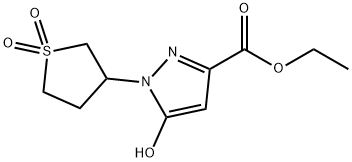3-[3-(エトキシカルボニル)-5-ヒドロキシ-1H-ピラゾール-1-イル]テトラヒドロチオフェン1,1-ジオキシド 化学構造式