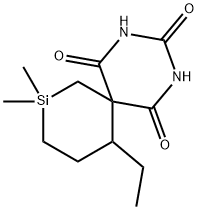 1-ethyl-4,4-dimethyl-8,10-diaza-4-silaspiro[5.5]undecane-7,9,11-trione,52-30-2,结构式