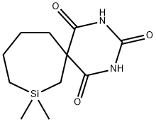 8,8-ジメチル-2,4-ジアザ-8-シラスピロ[5.6]ドデカン-1,3,5-トリオン 化学構造式