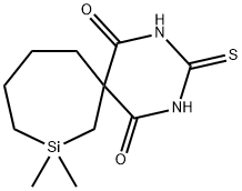8,8-Dimethyl-3-thioxo-2,4-diaza-8-silaspiro[5.6]dodecane-1,5-dione Struktur