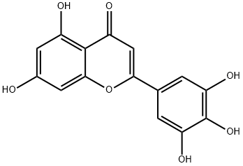 5,7-ジヒドロキシ-2-(3,4,5-トリヒドロキシフェニル)-4H-1-ベンゾピラン-4-オン 化学構造式