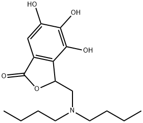 3-ジブチルアミノメチル-4,5,6-トリヒドロキシイソベンゾフラン-1(3H)-オン 化学構造式