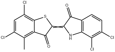 6,7-dichloro-2-(5,7-dichloro-4-methyl-3-oxobenzo[b]thien-2(3H)-ylidene)-1,2-dihydro-3H-indol-3-one 结构式
