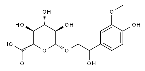 (2S,3S,4S,5R,6R)-3,4,5-trihydroxy-6-[2-hydroxy-2-(4-hydroxy-3-methoxy-phenyl)ethoxy]oxane-2-carboxylic acid Struktur