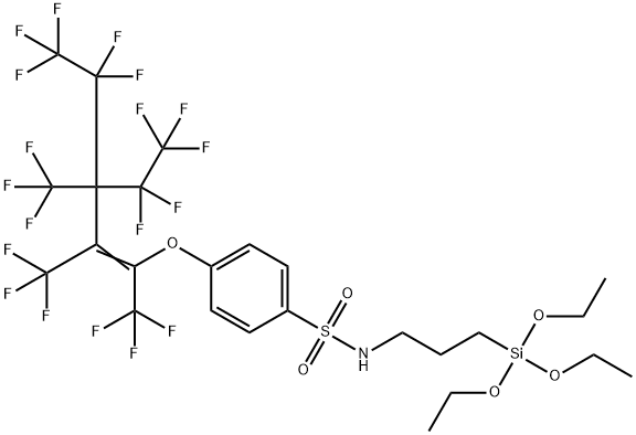 p-[[4,4,5,5,5-pentafluoro-3-(pentafluoroethyl)-1,2,3-tris(trifluoromethyl)pent-1-enyl]oxy]-N-[3-(triethoxysilyl)propyl]benzenesulphonamide Struktur