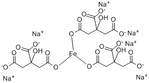 2-ヒドロキシ-1,2,3-プロパントリカルボキシラート/鉄(III)/ナトリウム,(1:x:x) 化学構造式