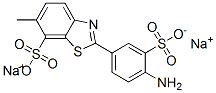 2-(4-アミノ-3-スルホフェニル)-6-メチル-7-ベンゾチアゾールスルホン酸ジナトリウム 化学構造式