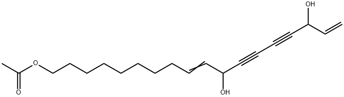 9,17-Octadecadiene-12,14-diyne-1,11,16-triol 1-acetate 结构式