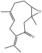 1,7-Dimethyl-4-(1-methylethylidene)-11-oxabicyclo[8.1.0]undec-6-en-3-one Struktur