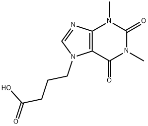 1,2,3,6-テトラヒドロ-1,3-ジメチル-2,6-ジオキソ-7H-プリン-7-ブタン酸 化学構造式