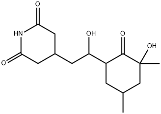 4-[2-ヒドロキシ-2-(3-ヒドロキシ-3,5-ジメチル-2-オキソシクロヘキシル)エチル]-2,6-ピペリジンジオン 化学構造式