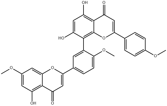 2-(4-メトキシフェニル)-5,7-ジヒドロキシ-8-[2-メトキシ-5-(4-オキソ-5-ヒドロキシ-7-メトキシ-4H-1-ベンゾピラン-2-イル)フェニル]-4H-1-ベンゾピラン-4-オン