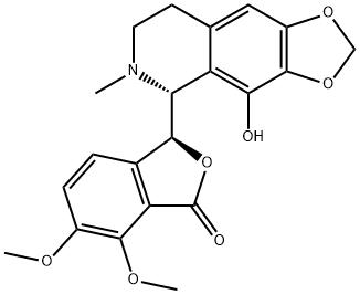 (3S)-6,7-ジメトキシ-3-[(5R)-5,6,7,8-テトラヒドロ-4-ヒドロキシ-6-メチル-1,3-ジオキソロ[4,5-g]イソキノリン-5-イル]イソベンゾフラン-1(3H)-オン 化学構造式